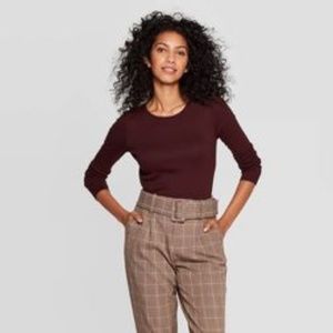 J. Crew Perfect Fit long slv brown t-shirt